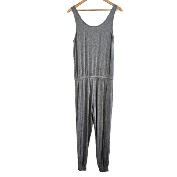 Aerie sleeveless scoop neck drawstring waist lounge jumpsuit grey small NWT - Picture 6 of 12